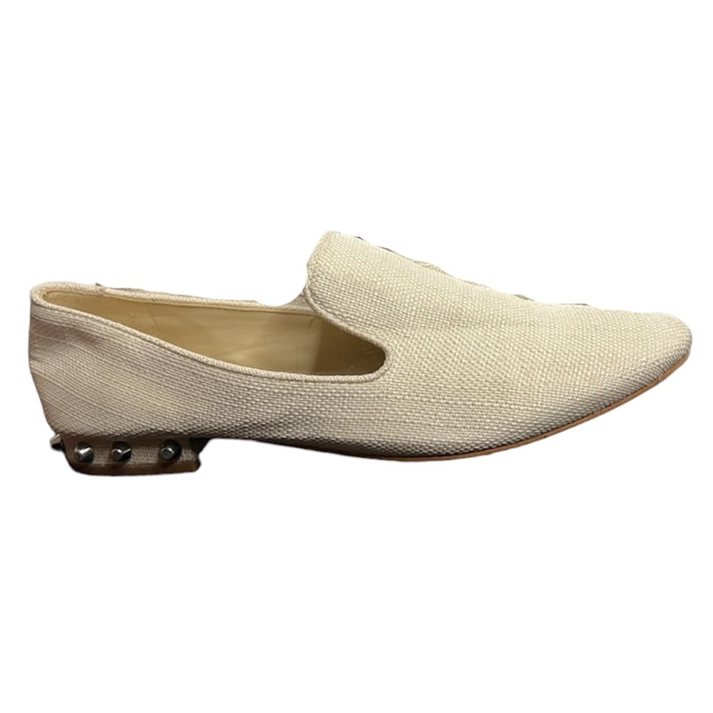 Marc Fisher Beige natural slip on abree flats studded low heel women shoes 6.5